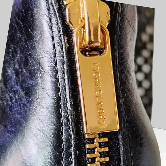 Michael Kors Black Peep-Toe Heels with Gold Zipper - Picture 6 of 11